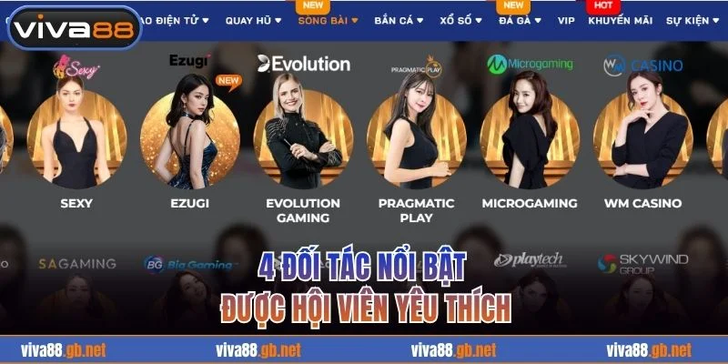 4 đối tác nổi bật được hội viên yêu thích tại nhà cái